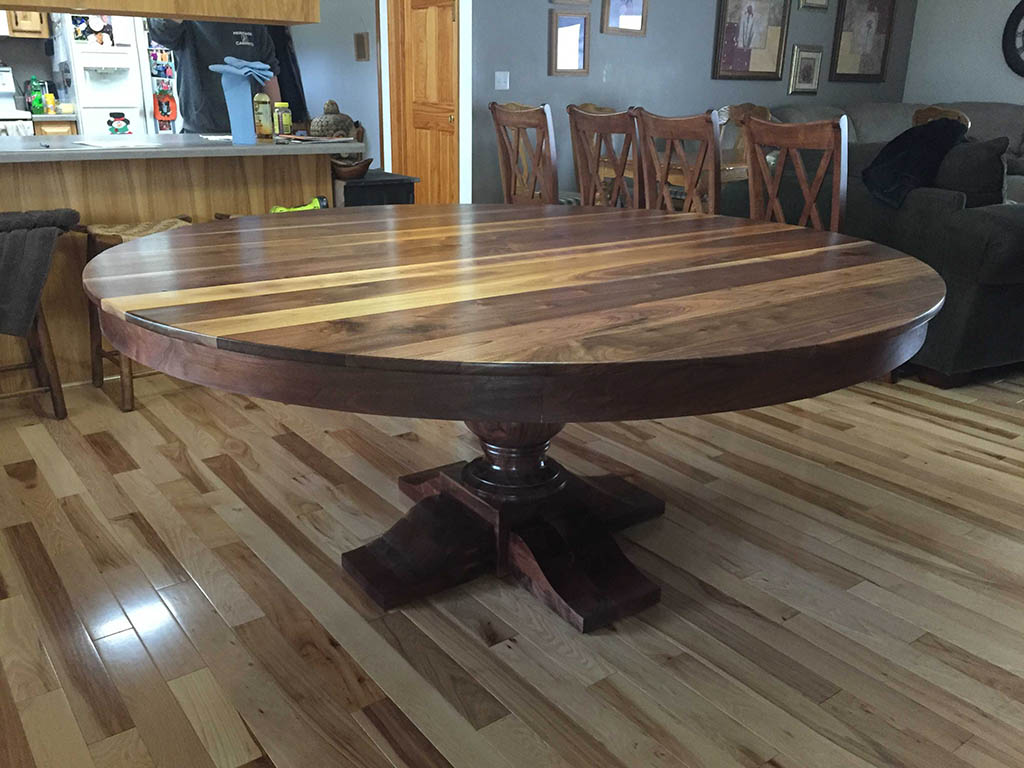 Round Dining Room Table Walnut Solid Wood